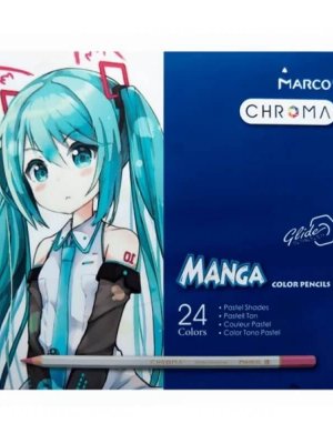 Олівці 24 кольори шестигранні в металевому пеналі,Chroma(Manga)